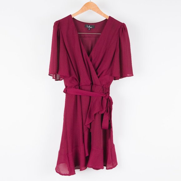 Lulu's Maroon Short Sleeve Sweetheart Dress M - Picture 1 of 6